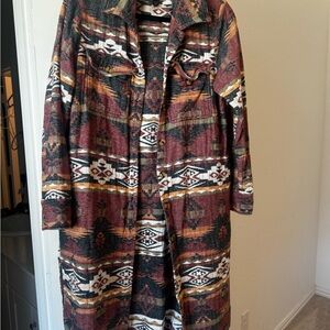 Shyanne western Aztec Patterned Long Coat